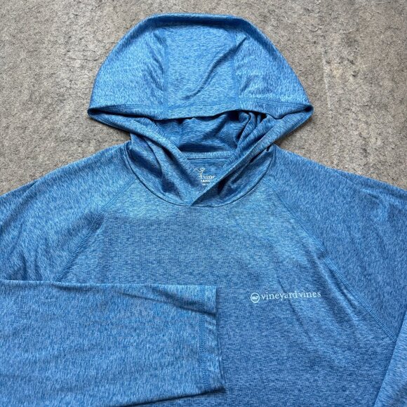 Vineyard Vines Performance Hoodie Shirt Men M Blue Pullover Stretch Long Sleeve - Picture 1 of 14